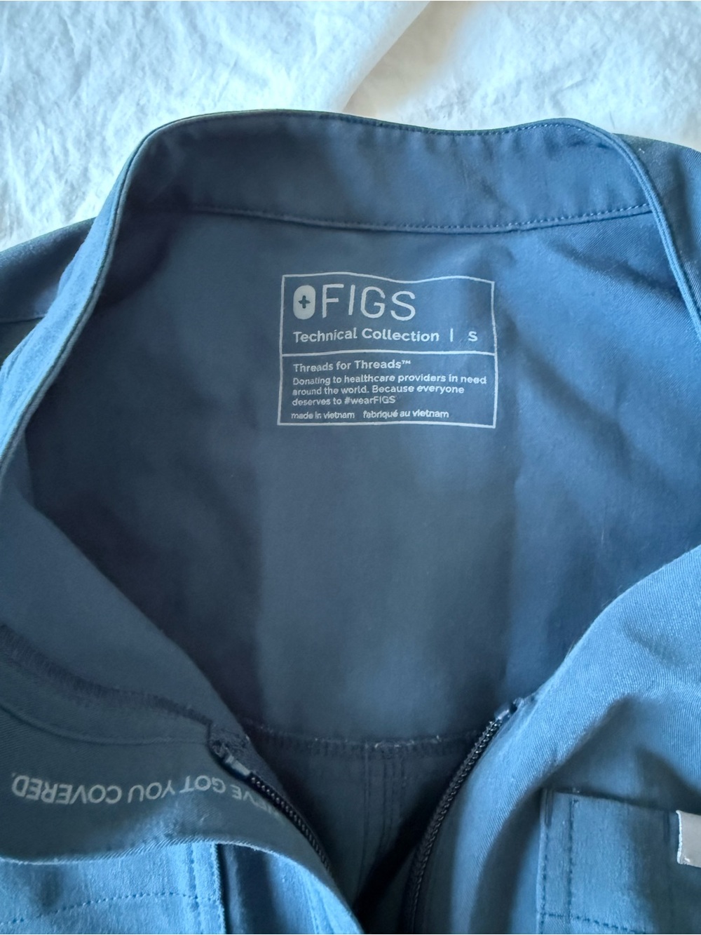 Women’s gray navy figs scrub jumpsuit - Picture 3 of 4